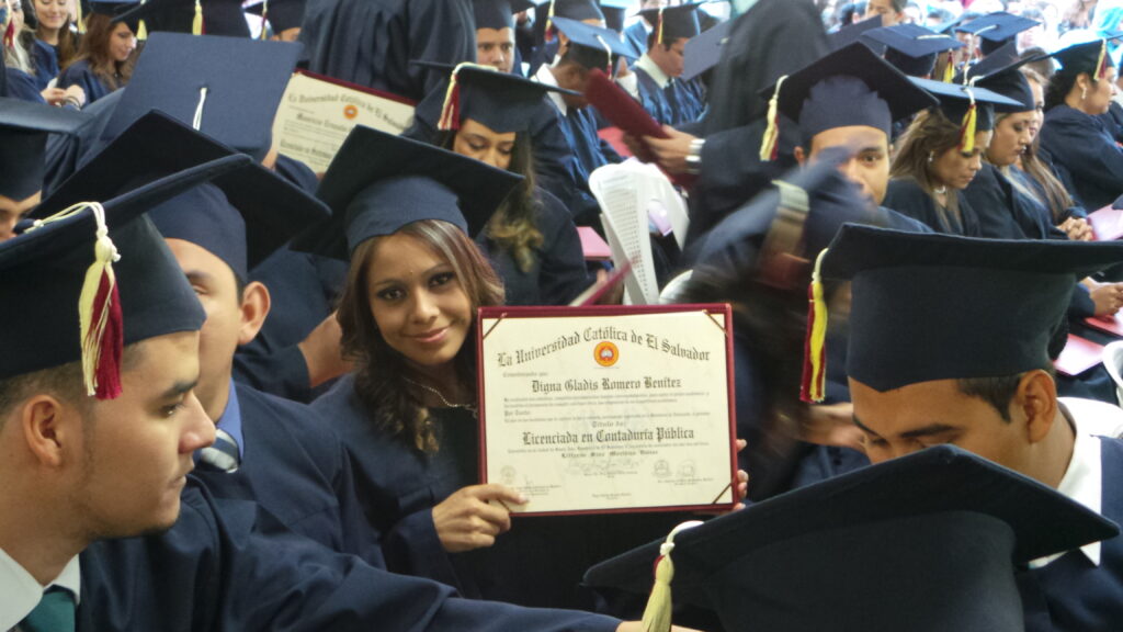 University Girl with her diploma in El Salvador