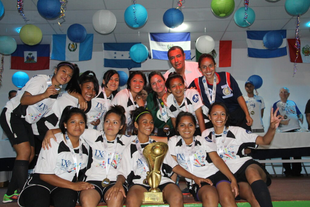 El Salvador female soccer team, celebrating their victory